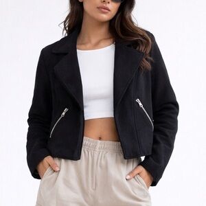 Philosophy Black Moto Jacket XS Zip Pocket Cropped Jacket